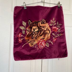Rich Purple Tiger & Flower Decorative Pillowcase